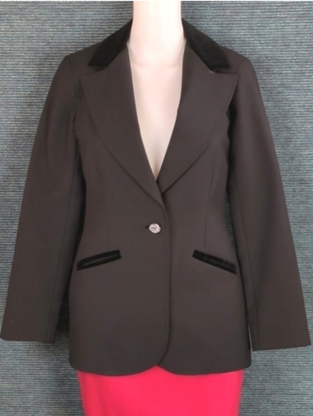 Vintage Three Flaggs Fitted Jacket With Velvet Collar
